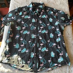 No Boundaries Black Flamingo Print Shirt XL men’s